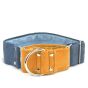Obroża martingale NUBUK jeansowo-żółta